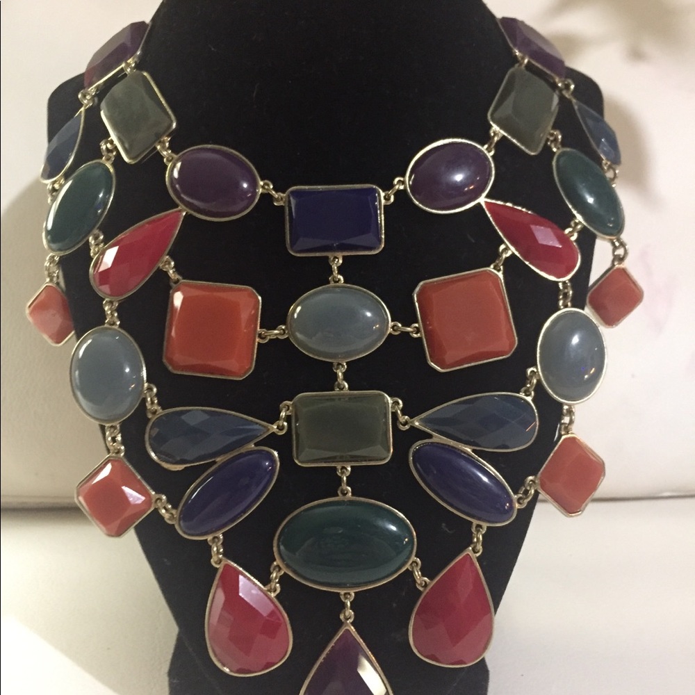 Vintage 90s Liz Claiborne MultiColor Bubble/tile Statement Necklace Runway Chic